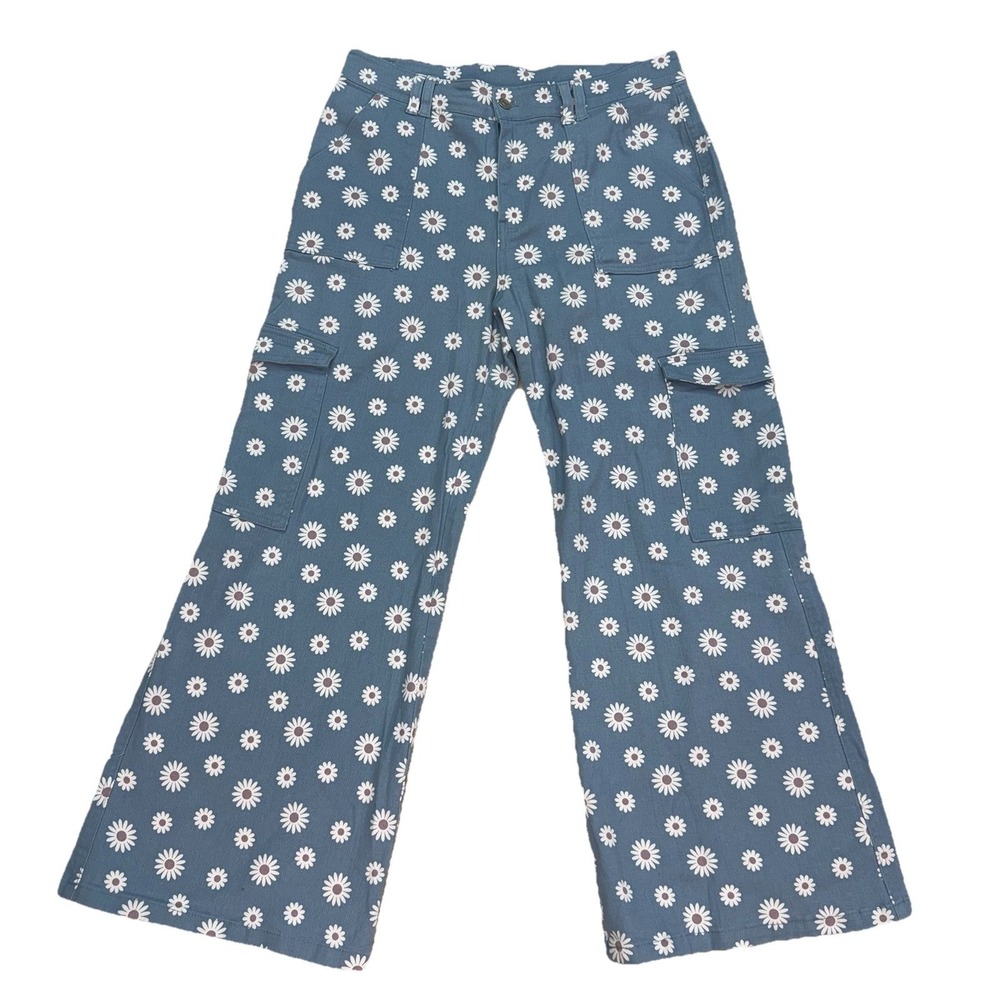 Altar'd State Blue Daisy Print Wide Leg Pants